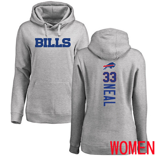 NFL Women Buffalo Bills #33 Siran Neal Ash Backer Pullover Hoodie Sweatshirt